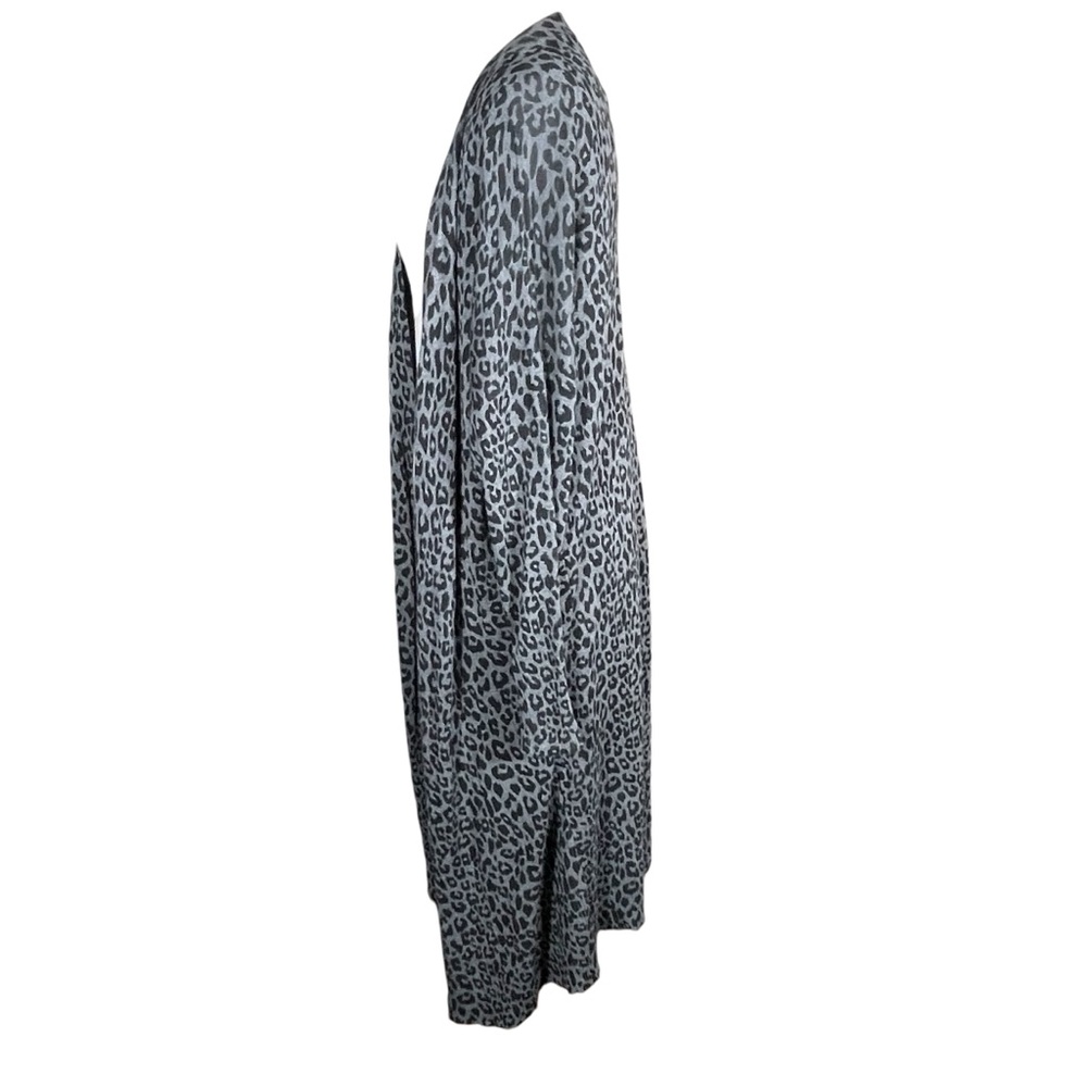 Terra & Sky Plus Leopard Print Open Front Cardigan Long Duster Sweater Size 14W - Picture 16 of 16